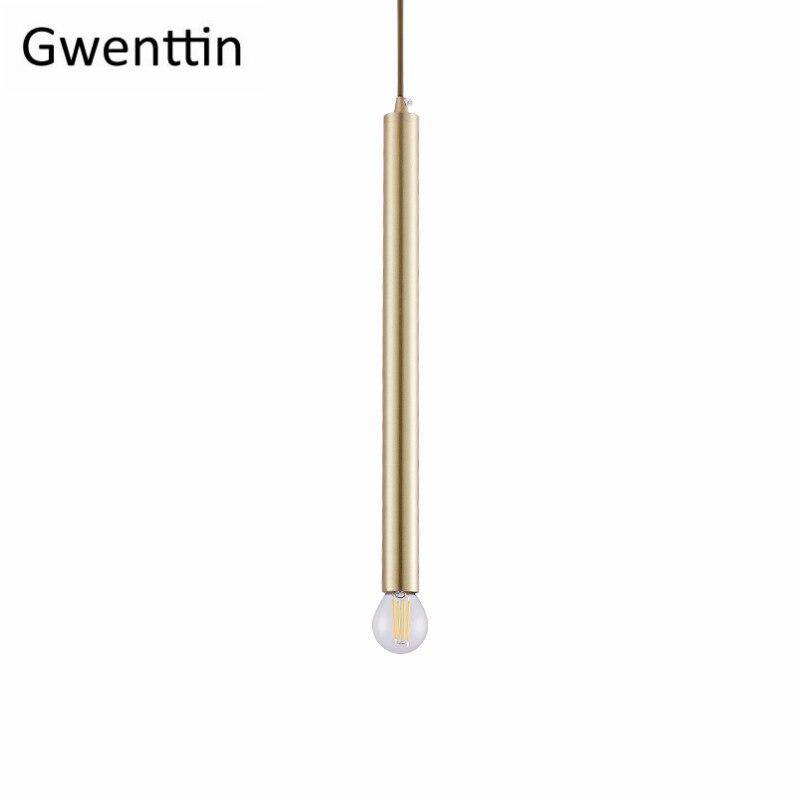 pendant light Single LED gold cylinder design