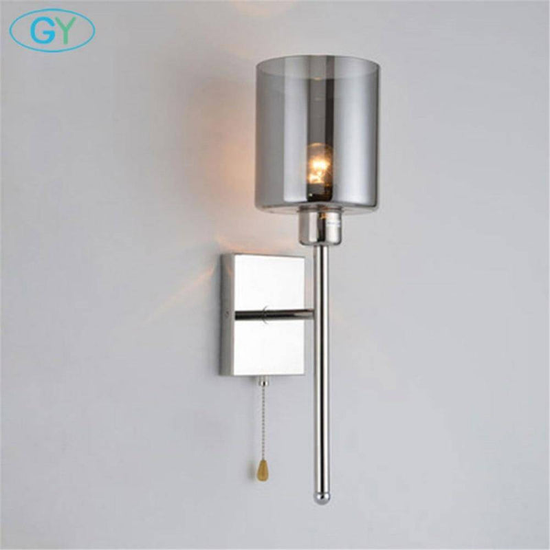 Lámpara de pared design cromo con LED y pantalla de cristal cilíndrica