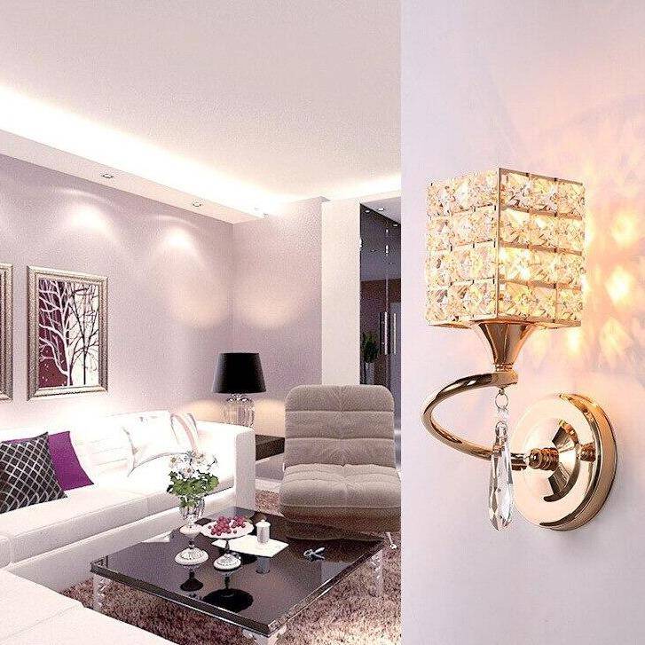 wall lamp retro metal LED wall light with lampshade crystal glass