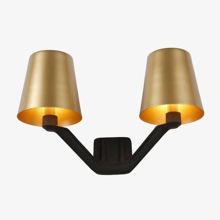 wall lamp LED design wall lamp with double lampshade in gold metal Hotel