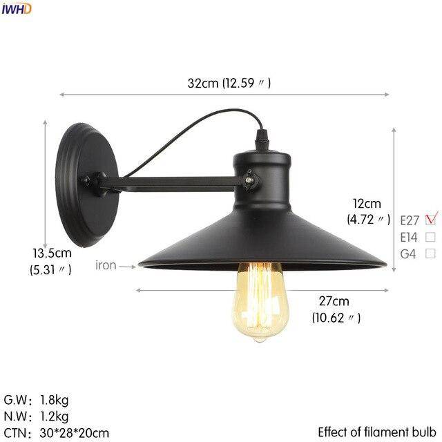 Aplique LED metálico retro con bombilla de cristal de estilo industrial Edison