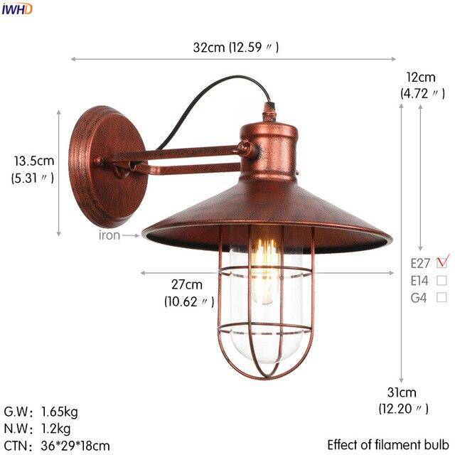 Aplique LED metálico retro con bombilla de cristal de estilo industrial Edison