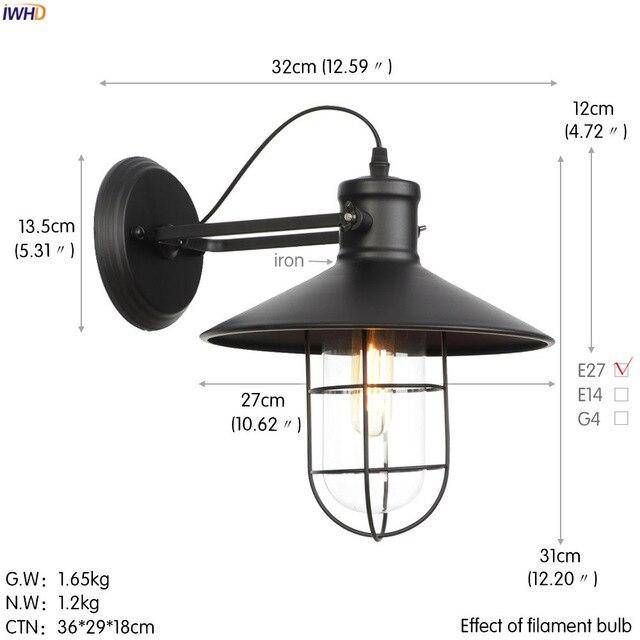 wall lamp retro metal LED wall light with glass bulb industrial style Edison