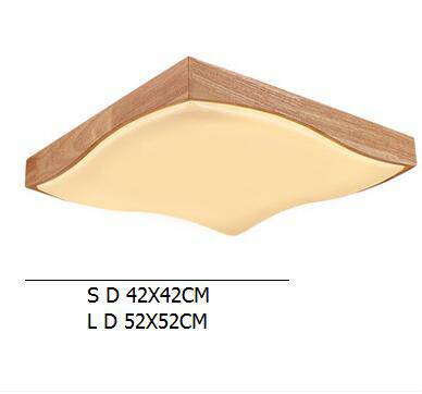 Square wooden LED ceiling light with wave