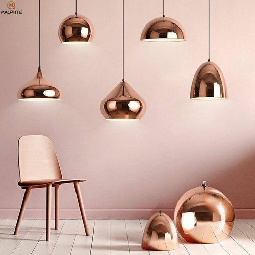 pendant light pink gold design of various shapes