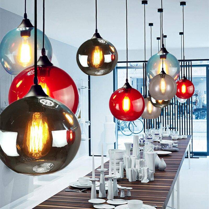 pendant light Loft colored glass ball