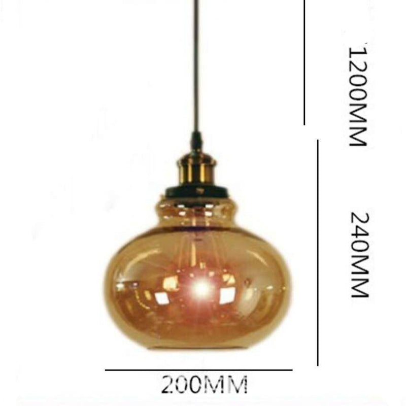 Lámpara de suspensión oval en vidrio europeo ámbar