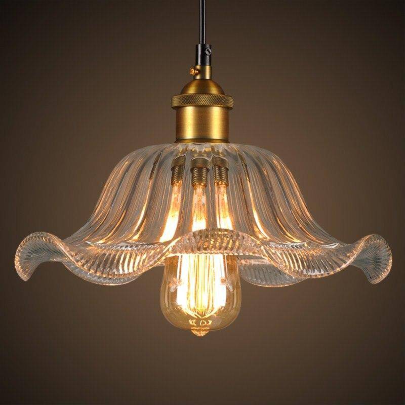 pendant light in glass and golden base Vintage