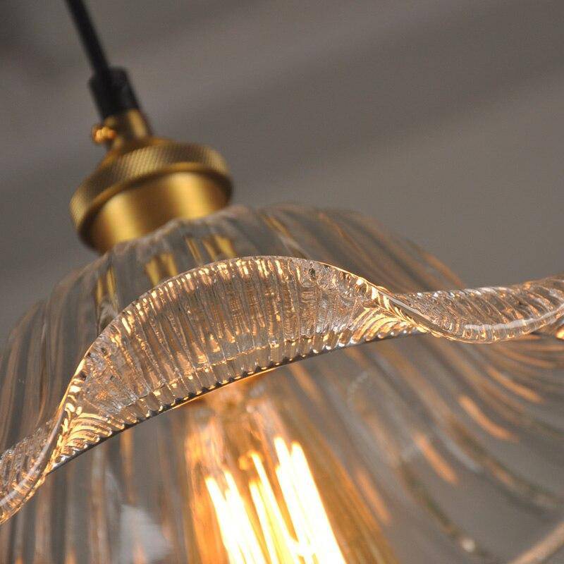 pendant light in glass and golden base Vintage
