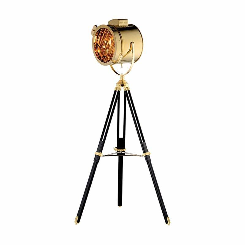 Floor lamp tripod with Spotlight retro chrome Studio