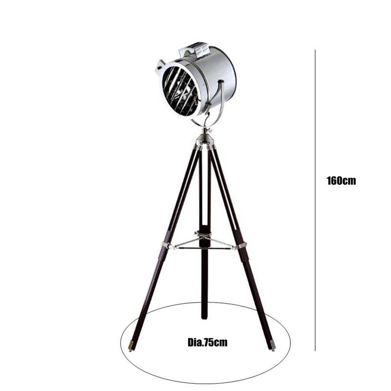 Floor lamp tripod with Spotlight retro chrome Studio