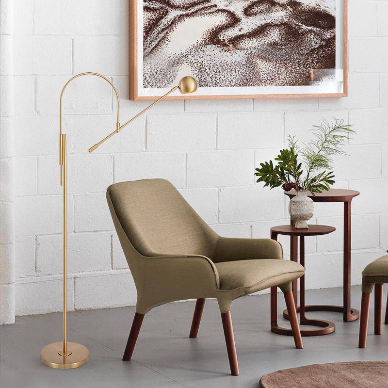 Floor lamp design gold rounded Designer