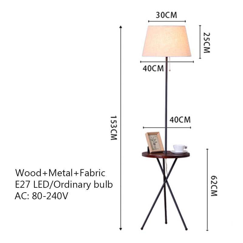 Floor lamp LED with table with lampshade in Coffee fabric