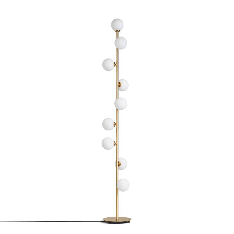 design Lámpara de pie LED con varias bolas de cristal Cabeza