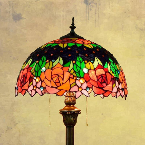 Floor lamp tiffany with lampshade in stained glass green Glaze