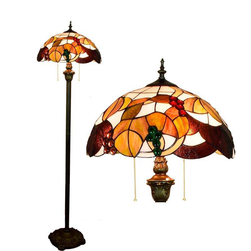 Floor lamp tiffany with lampshade in orange stained glass