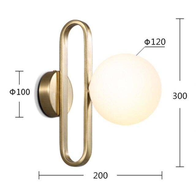 Lámpara de pared design con anillo de oro y bola de cristal Sconce