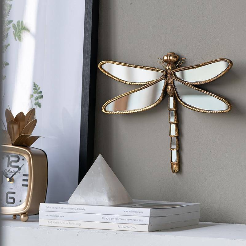 Enamel dragonfly wall mirror