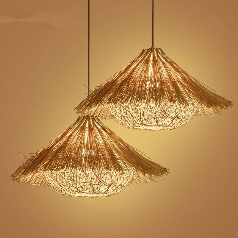 pendant light Woven straw triangle