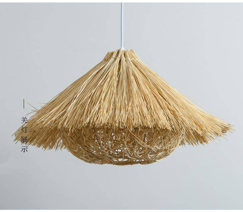 pendant light Woven straw triangle