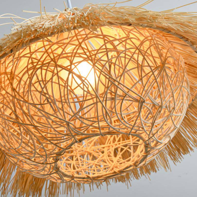 pendant light Woven straw triangle