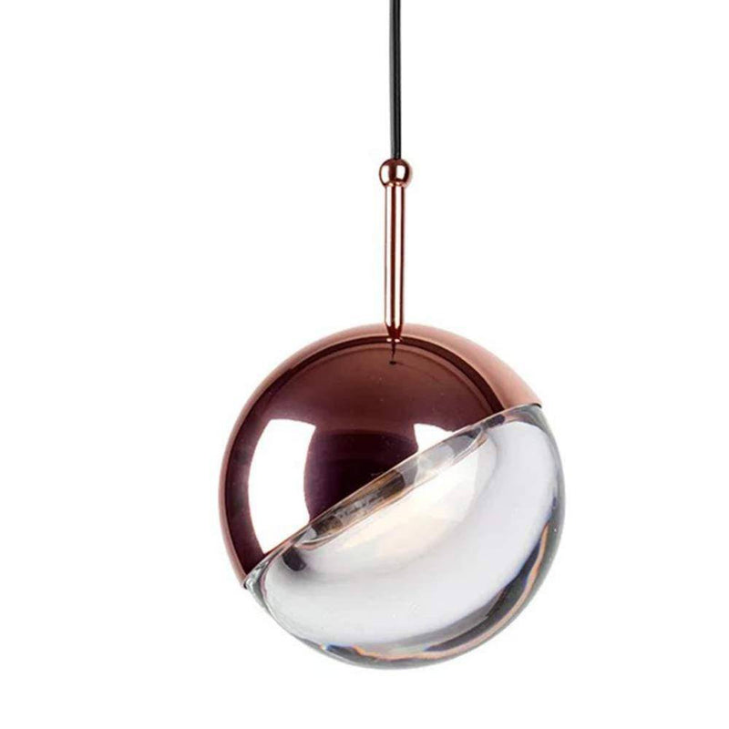 Lámpara de suspensión design Globo de cristal y bola de metal