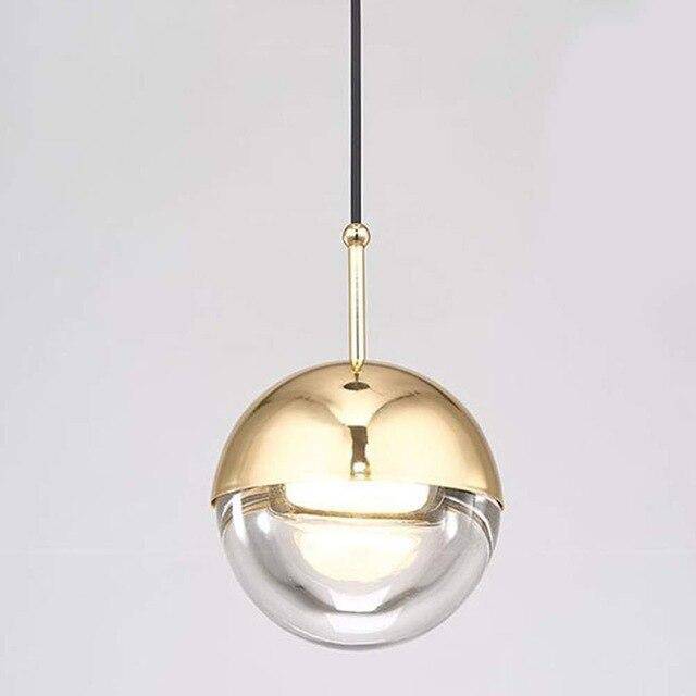 Lámpara de suspensión design Globo de cristal y bola de metal