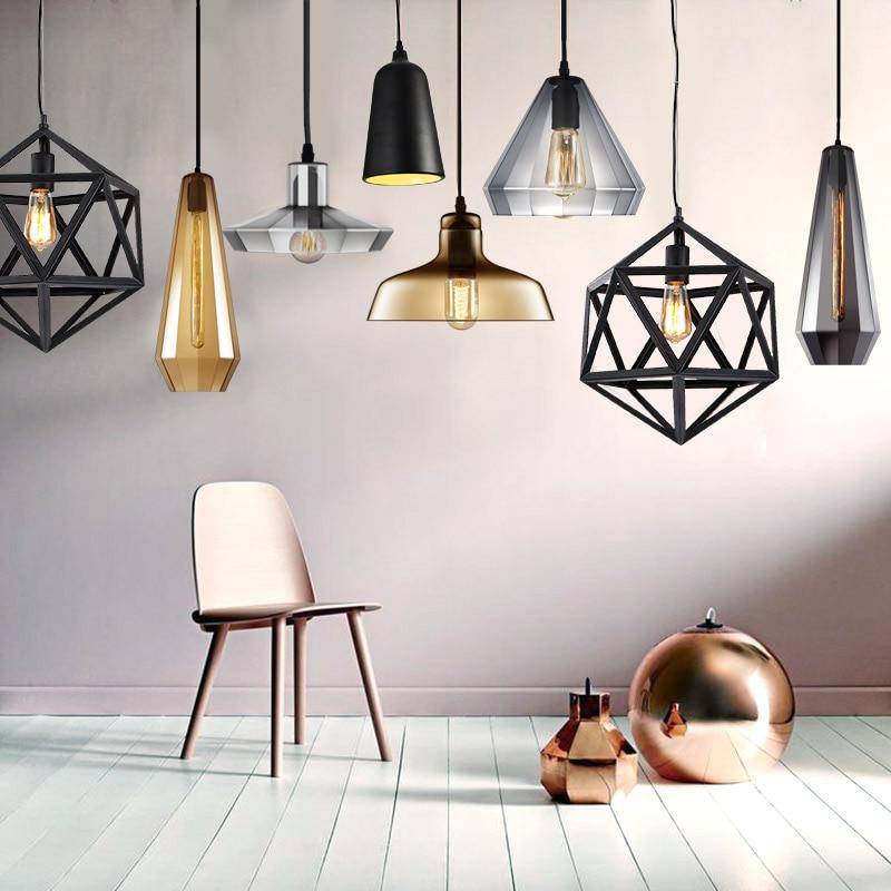 pendant light in smoked glass in Retro color