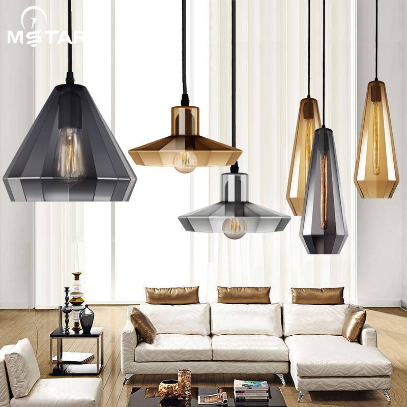 pendant light in smoked glass in Retro color