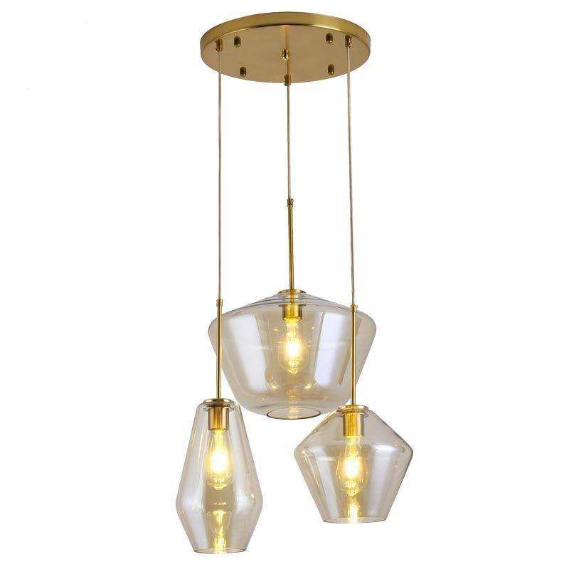 pendant light in brown smoked glass of several shapes Cognac