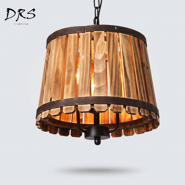 pendant light Antique wooden barrel Bucket