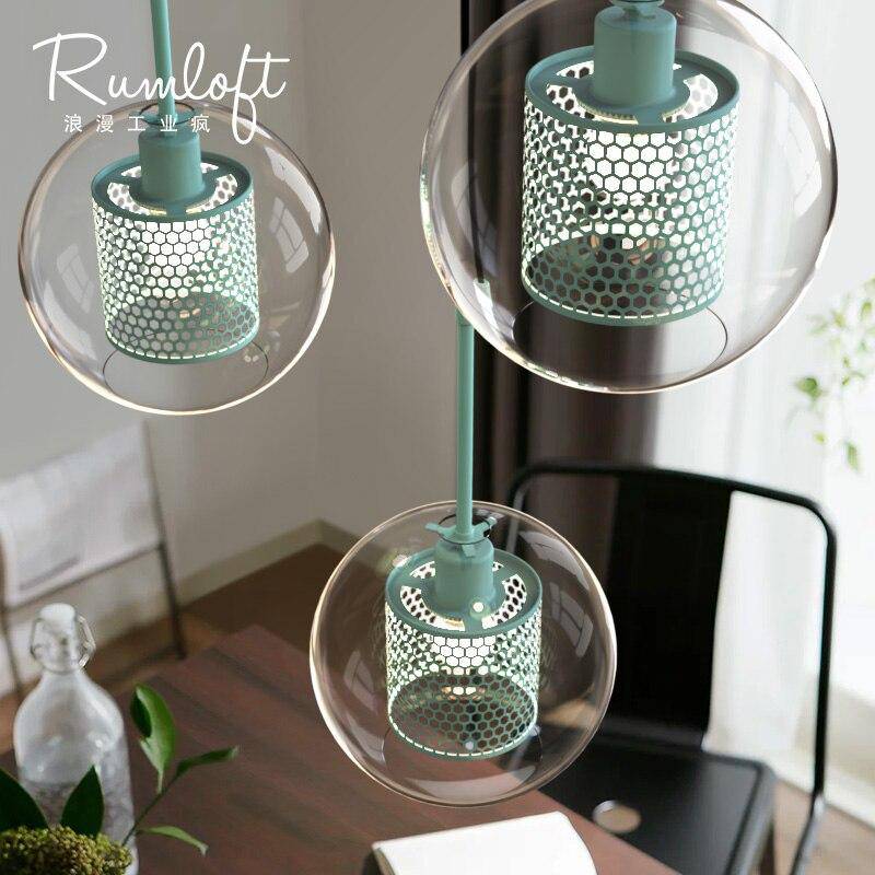 pendant light LED cage design in glass ball