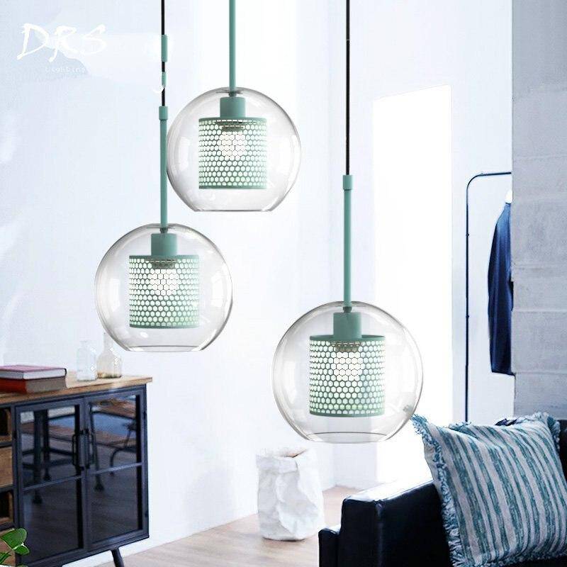 pendant light LED cage design in glass ball