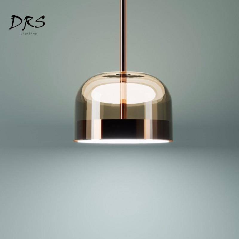 Suspension design en verre et chromée à LED Single