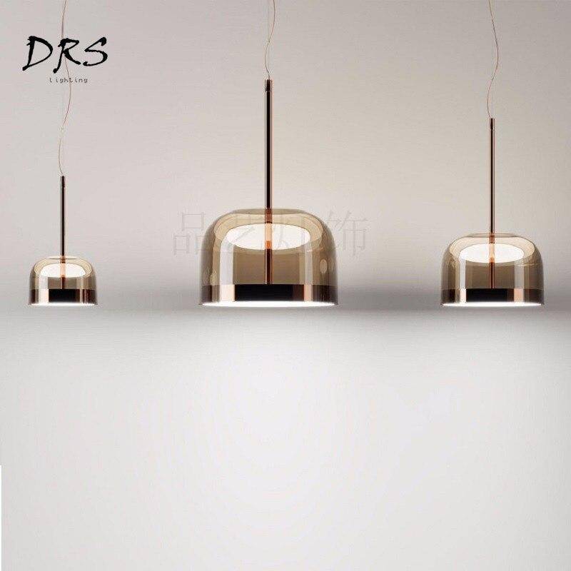 Suspension design en verre et chromée à LED Single