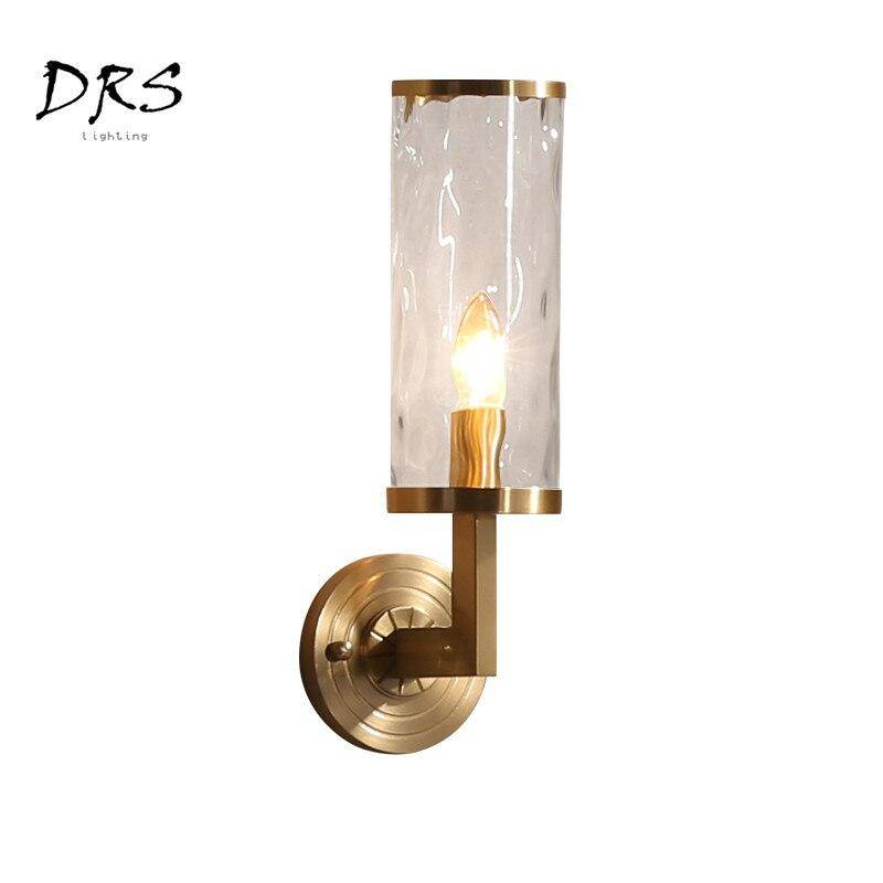 wall lamp golden wall with lampshade cylindrical glass