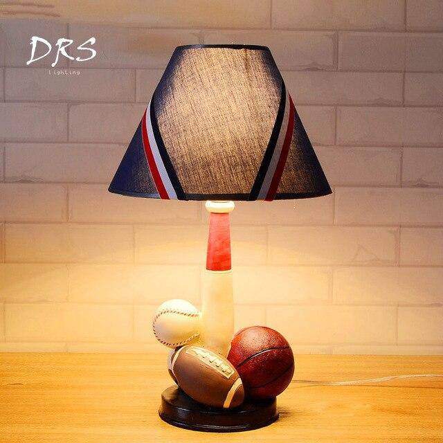 Children's bedside lamp with sports balls and lampshade