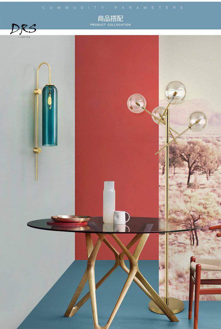 wall lamp glass tube and gold base Room