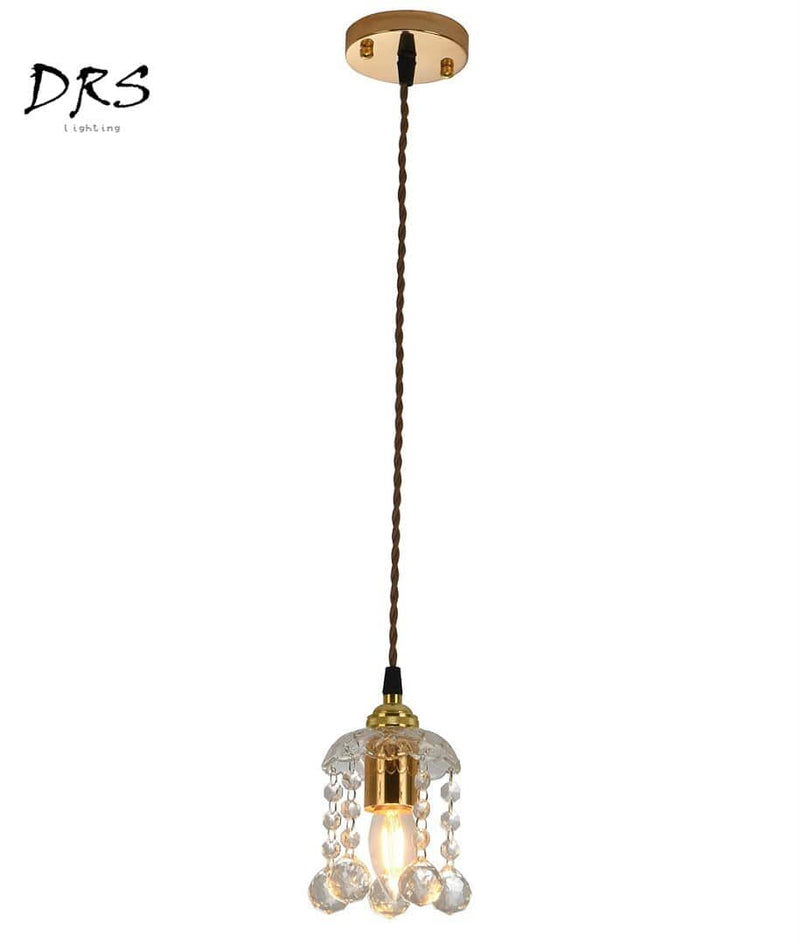 Lámpara de suspensión Cristal dorado francés