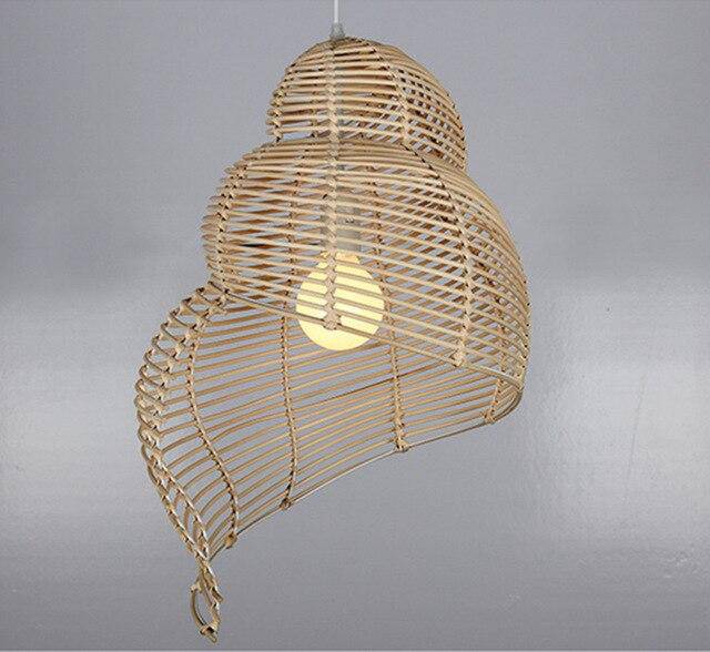 pendant light Asian wooden spiral