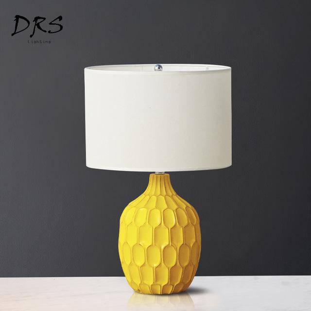 Yellow bedside lamp with lampshade Hotel fabric