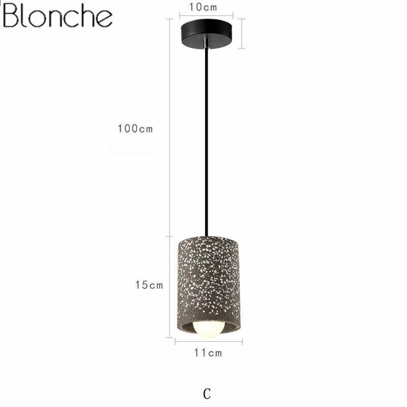 pendant light LED cylindrical design in cement Terrazzo colored Loft style