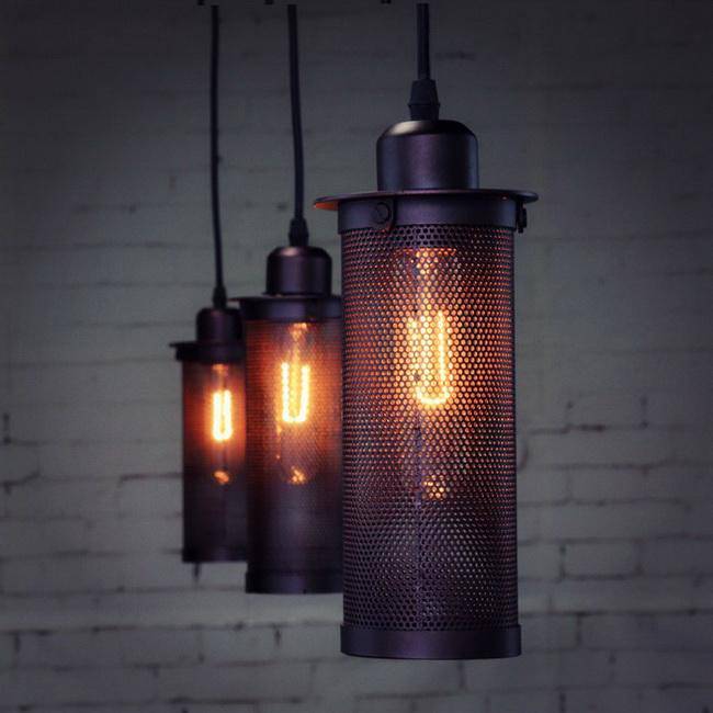 pendant light vintage and industrial with grill