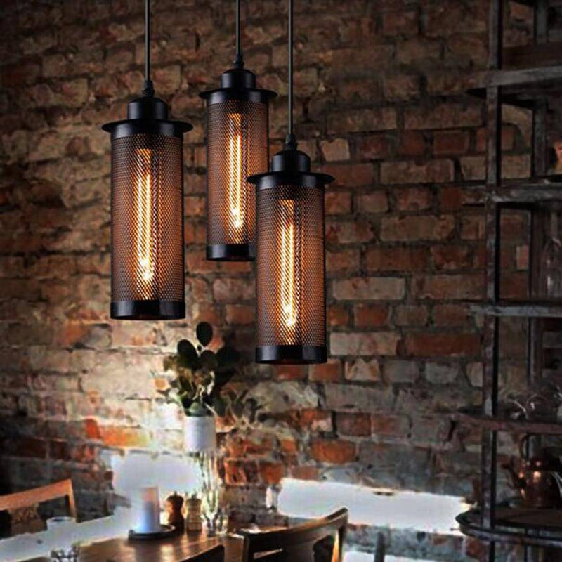 Suspension vintage et industrielle avec grillage