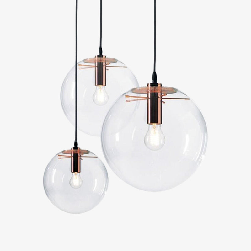 Suspension design boule en verre à LED rose gold ou noire