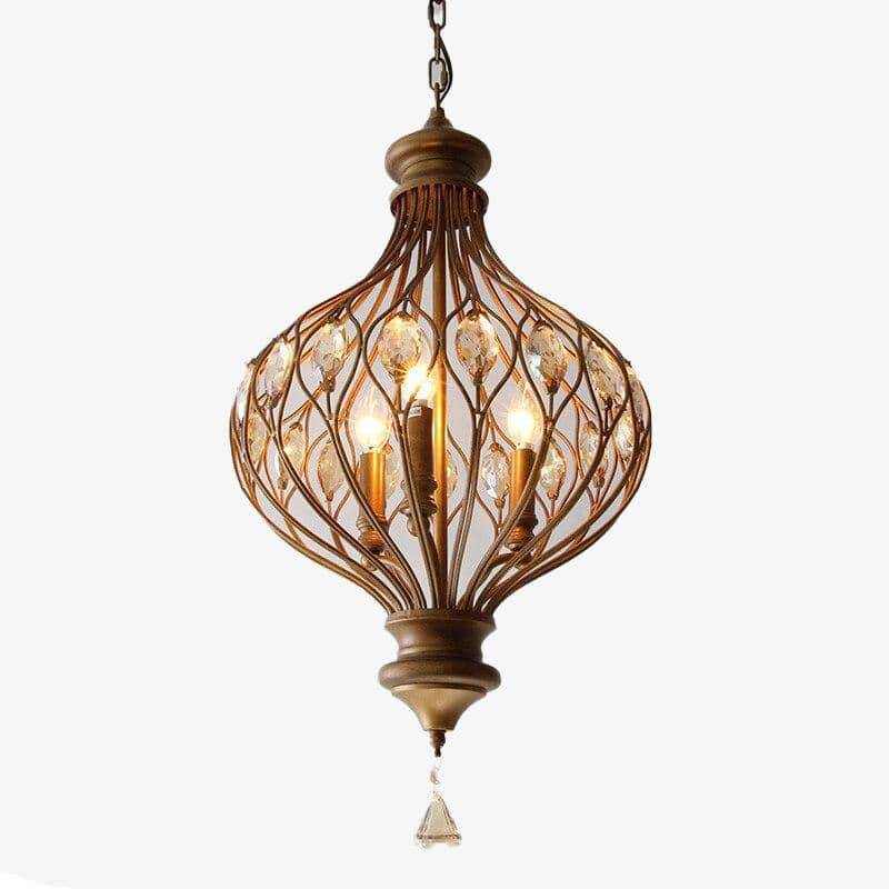 pendant light retro LED crystal glass and copper vintage