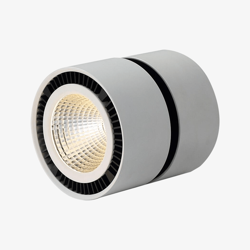 Foco LED redondeado con rotación de 360°.