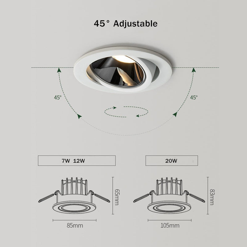 Foco design LED con ángulo ajustable en aluminio Alora