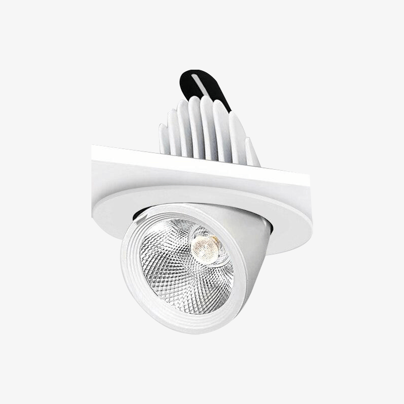 Foco LED redondo giratorio de 360° en aluminio blanco