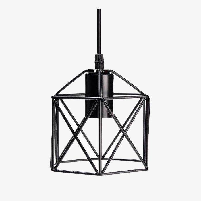 Lámpara de suspensión jaula metálica industrial hexagonal